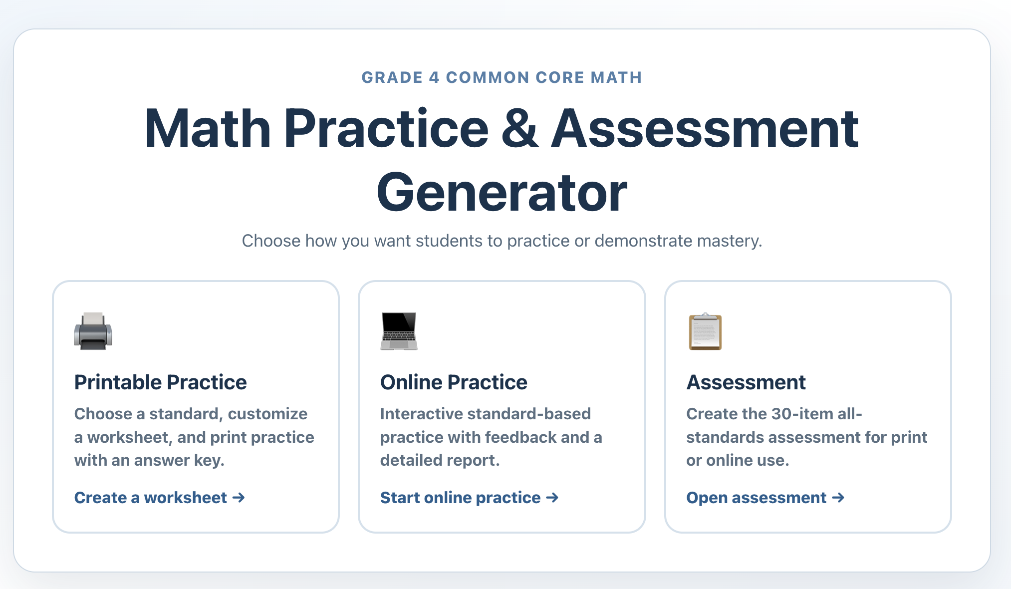 Grade 4 Common Core Testing and Practice Center